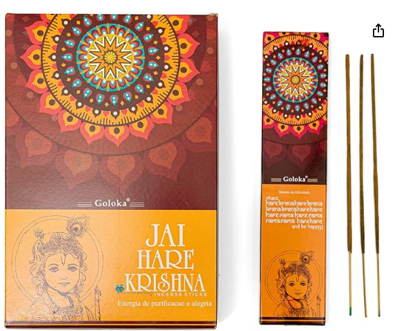 YOGATERIA Incenso Indiano Massala Jai Hare Krishna Natural Orgânico Goloka